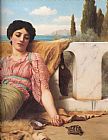 John William Godward A Quiet Pet detail painting